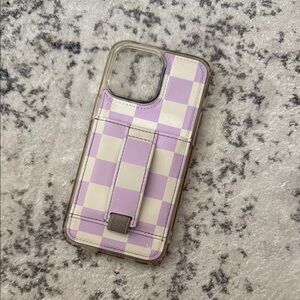 Purple and White Checkered Walli Case iPhone 14 Pro Max